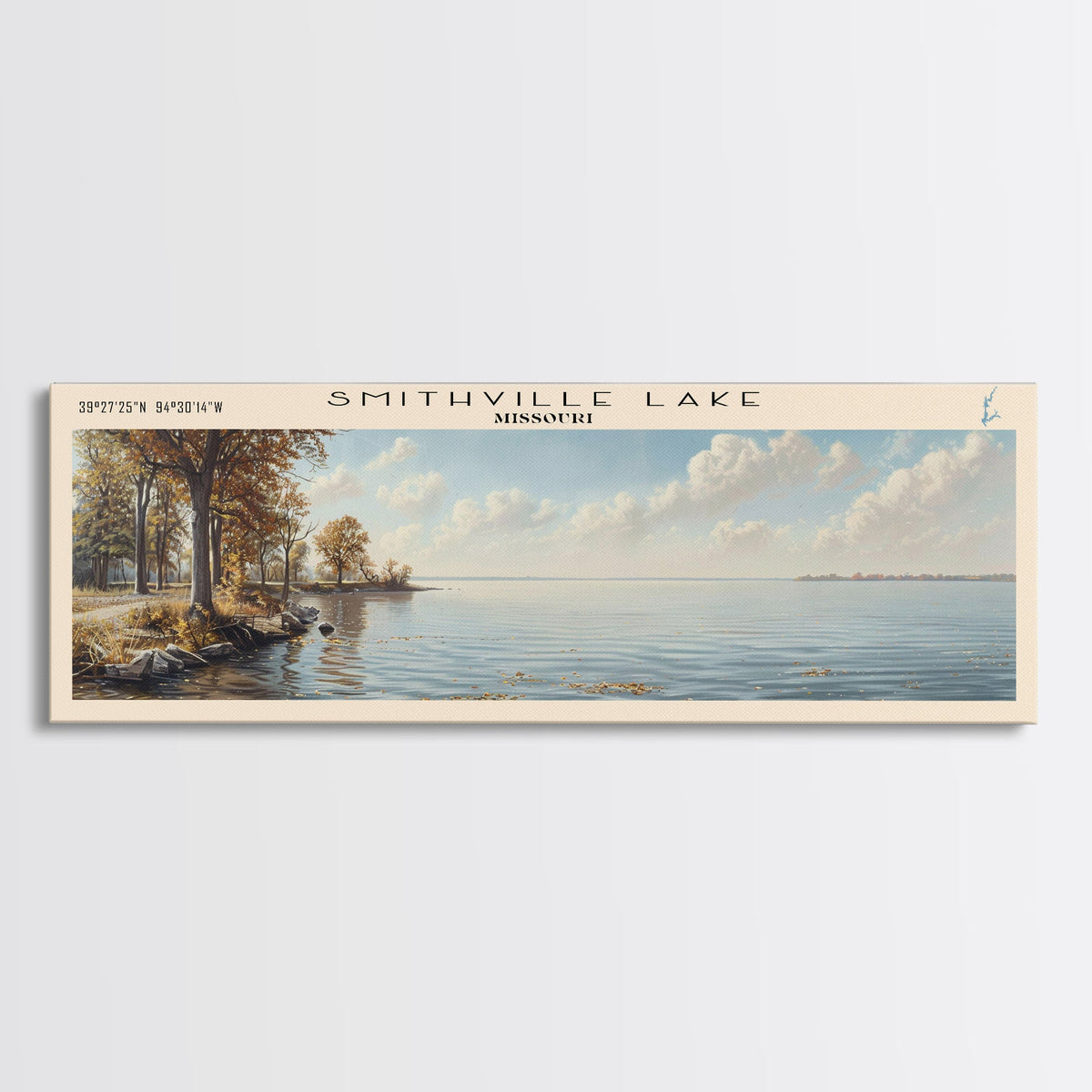 Stump Lake North Dakota Panoramic Wall Art, Framed Canvas Print, Lake House Decor, Travel Poster, Beautiful Lake Scene, Bedroom Decor