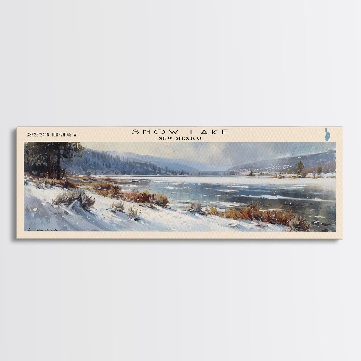 Summerville Lake West Virginia Panoramic Wall Art, Framed Canvas Print, Lake House Decor, Travel Poster, Scenic Lake Painting, Living Room Decor