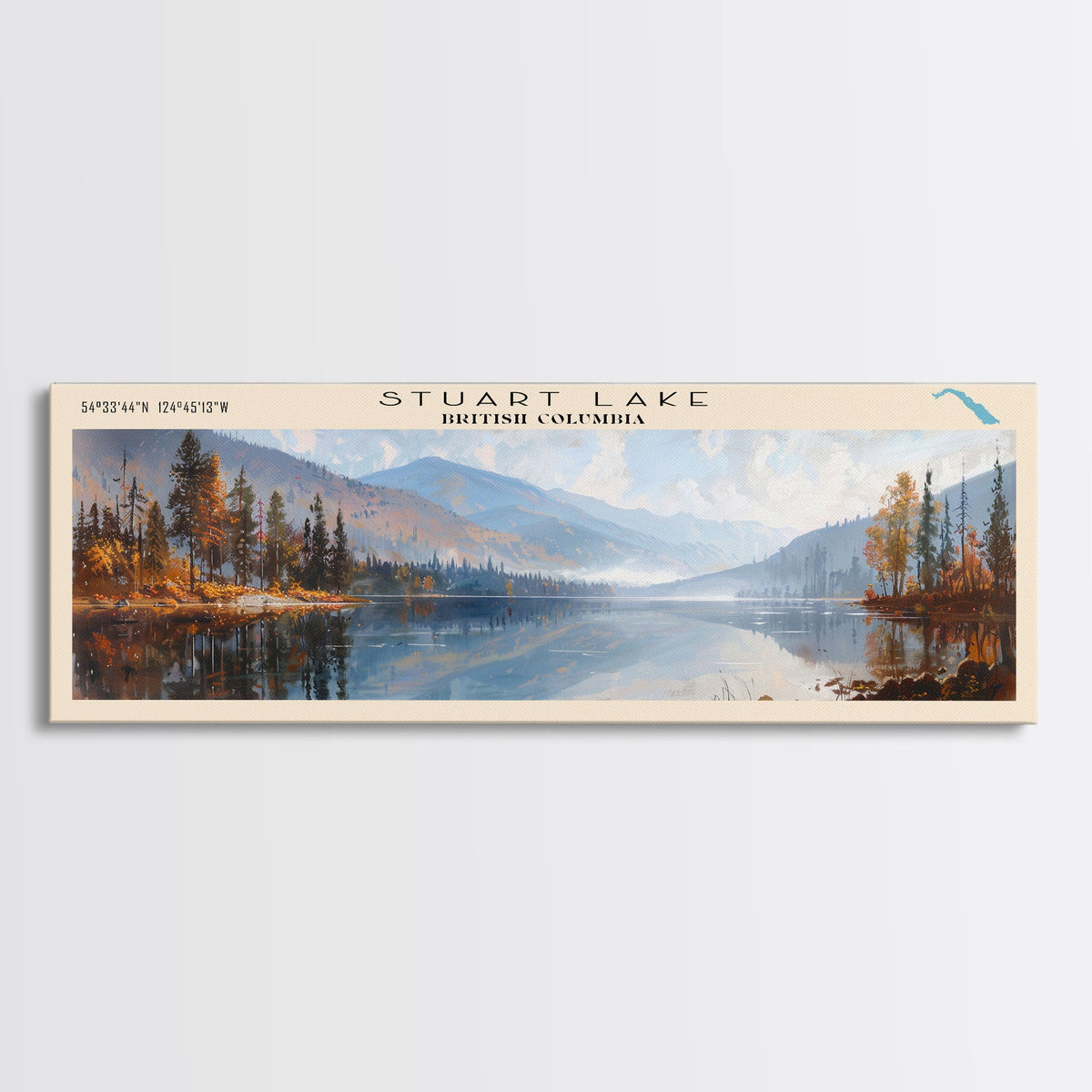 Tazlina Lake Panoramic Wall Art, Framed Canvas Print, Lake House Decor, Travel Poster, Serene Landscape, Living Room Decor, Nature Painting