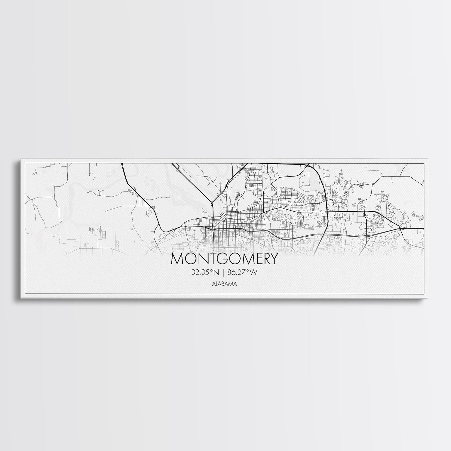 Panoramic Montgomery City Map, Alabama Art, Map Print, Minimalist Wall Art, Canvas Art, Housewarming Gift, Street Map Art, Closing Gift