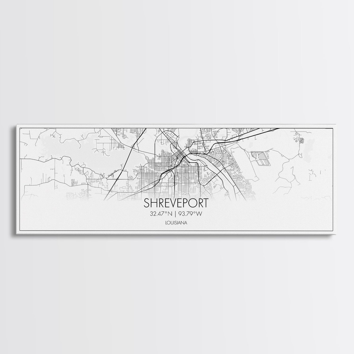 Panoramic Shreveport City Map, Louisiana Art, Map Print, Minimalist Wall Art, Canvas Art, Housewarming Gift, Street Map Art, Closing Gift
