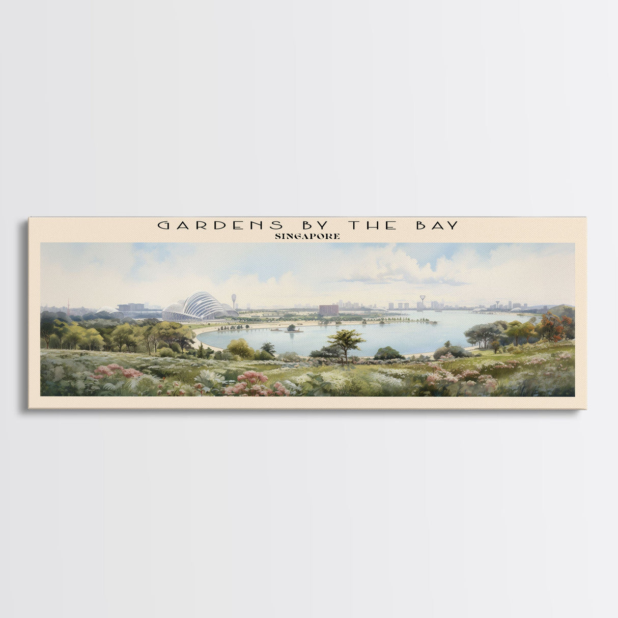 Gardens by the Bay COUNTRY | Framed Travel Poster Canvas Print | Trendy Wall Art | Watercolor Painting | Living Room Art | Unique Art