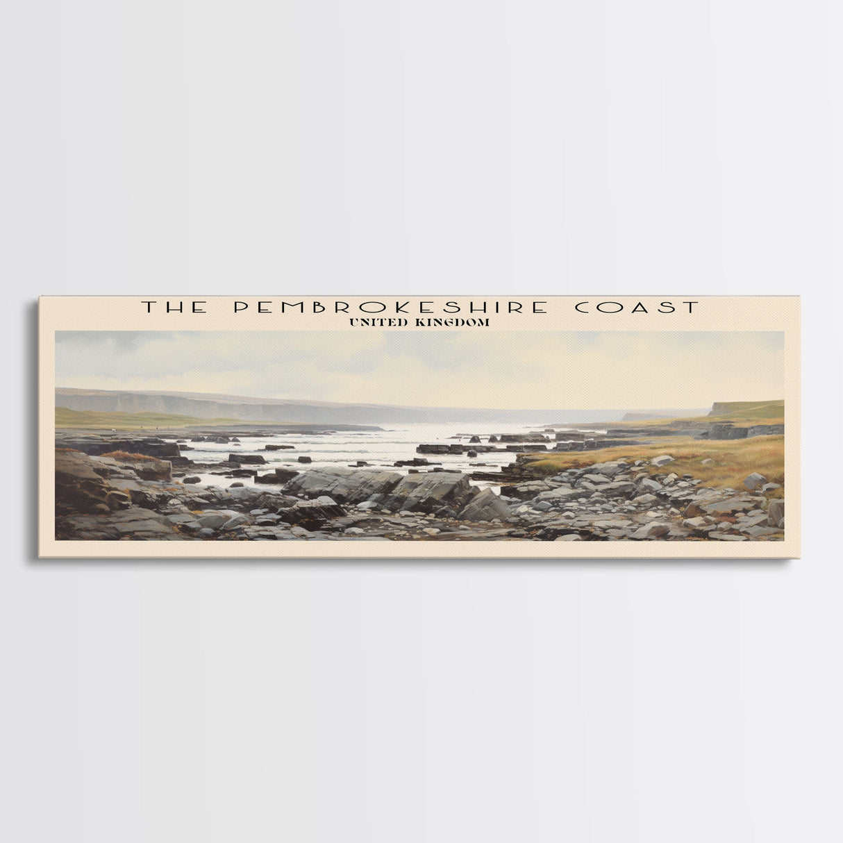 The Pembrokeshire Coast Travel Poster Print, Framed Canvas Print, COUNTRY Travel Art, Wood Framed Art, Wall Hanging, Home Decor