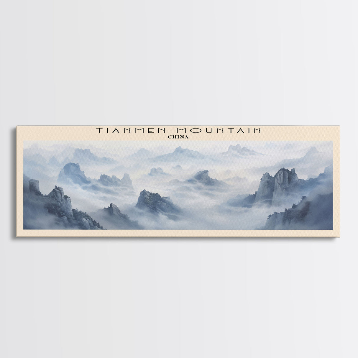 Tianmen Mountain Travel Poster Print, Framed Canvas Print, COUNTRY Travel Art, Wood Framed Art, Wall Hanging, Home Decor