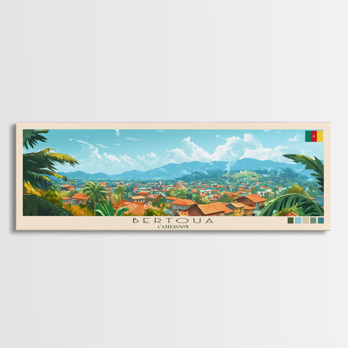 Bertoua, Cameroon Travel Poster Panoramic Canvas Print, Bertoua, Cameroon Painting, Cameroon Art, Bertoua Travel Art, Guest Room Painting
