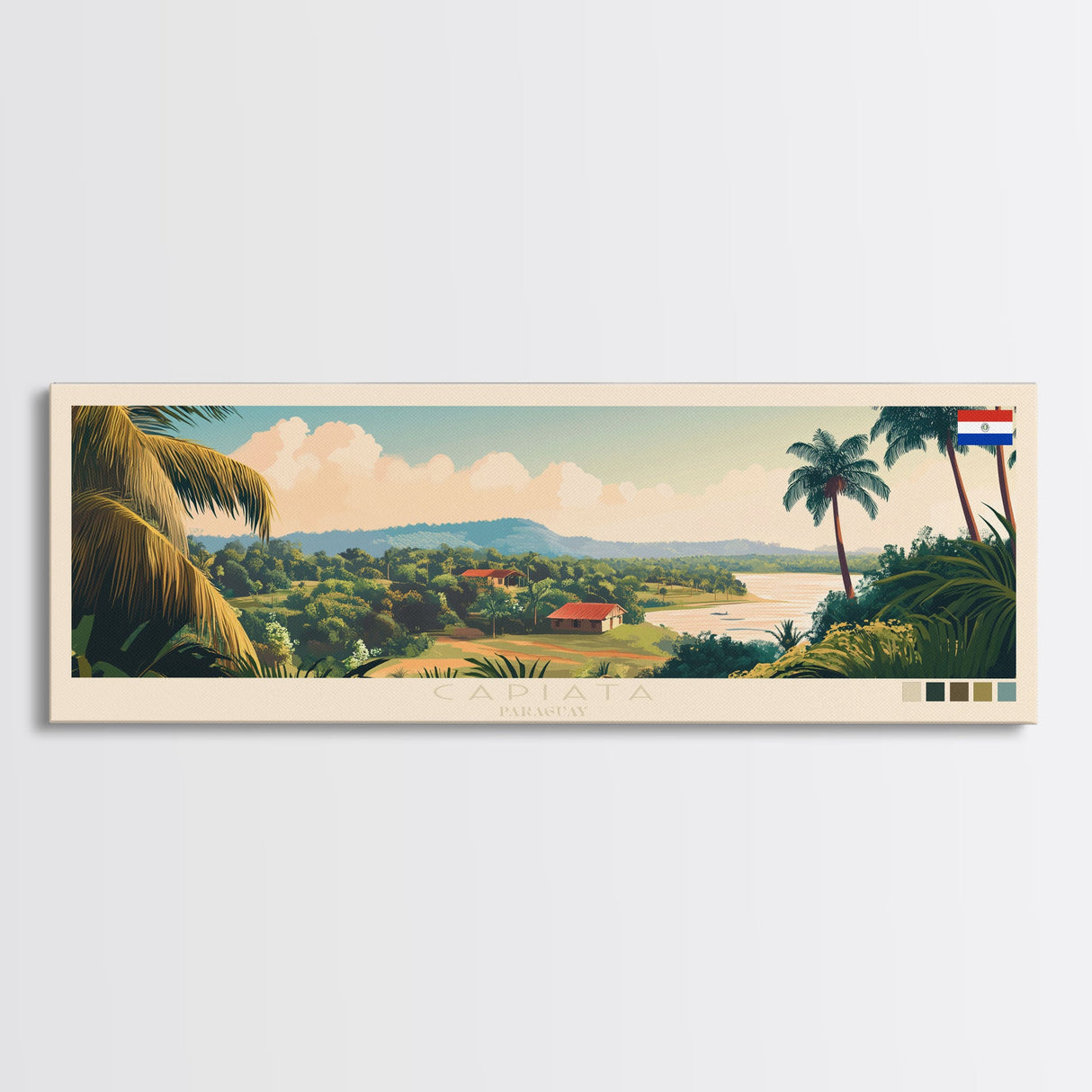 Capiata, Paraguay Panoramic Travel Poster Canvas Print, Capiata, Paraguay Painting, Paraguay Art, Capiata Travel Art, Living Room Painting
