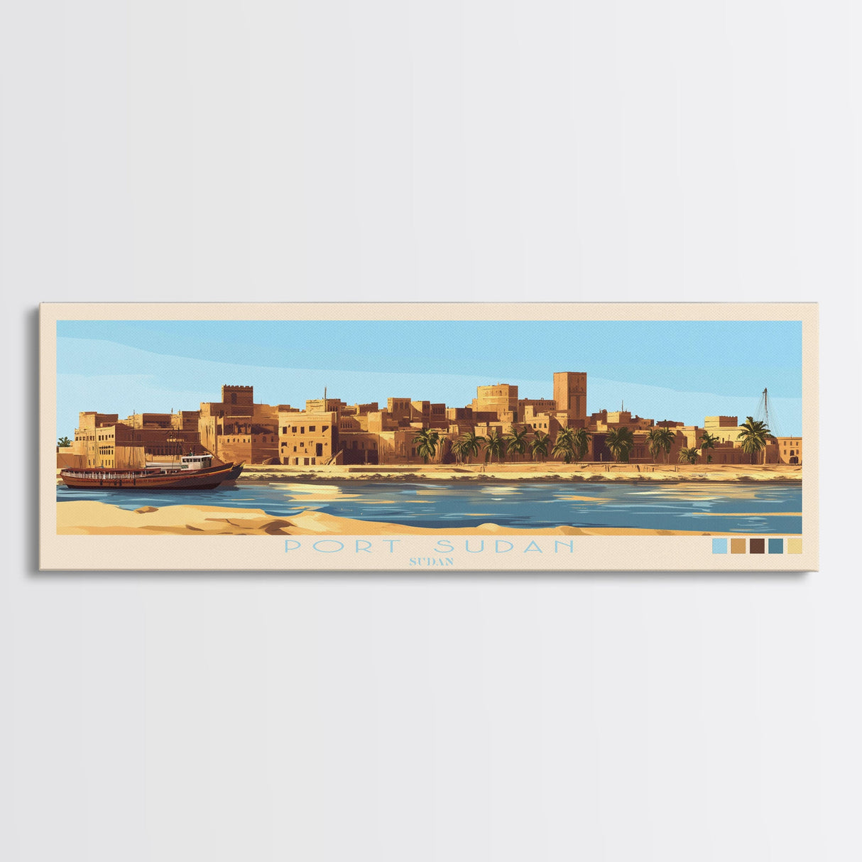 Portoviejo, Ecuador Travel Poster Panoramic Canvas Print, Portoviejo, Ecuador Painting, Ecuador Art, Portoviejo Travel Art, Guest Room Painting