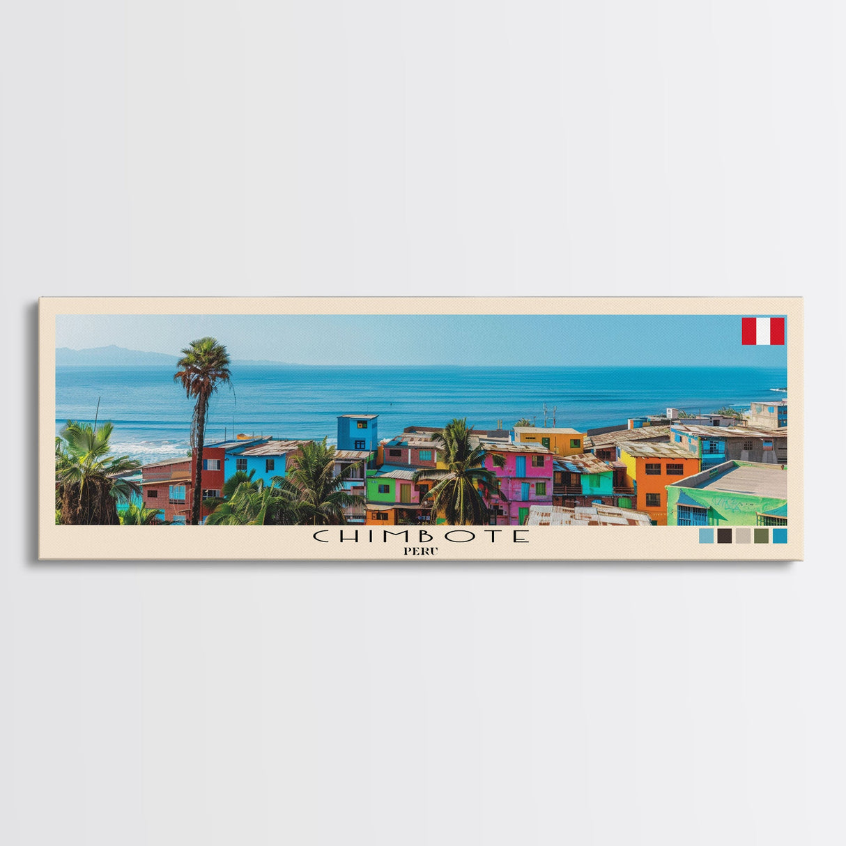 Chimbote, Peru Panoramic Canvas Print, Chimbote, Peru Painting, Peru Art, Chimbote Travel Poster, Travel Art, Housewarming Gift