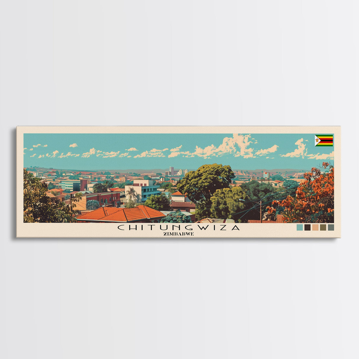 Chitungwiza, Zimbabwe Panoramic Canvas Print, Chitungwiza, Zimbabwe Painting, Zimbabwe Art, Chitungwiza Travel Poster, Travel Art, Vacation Gift
