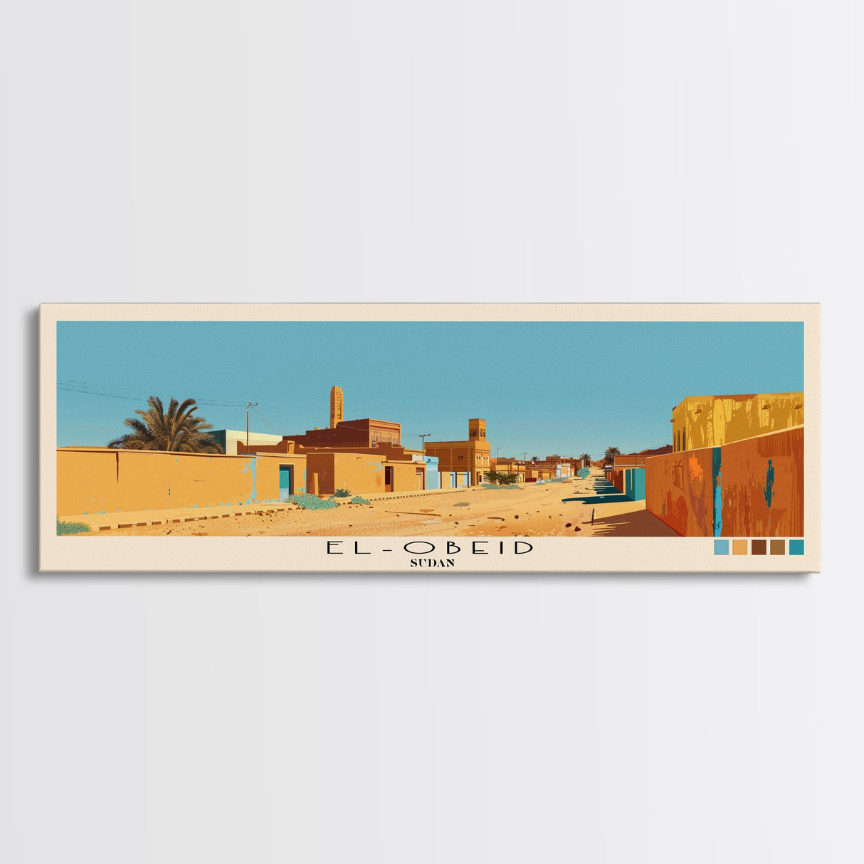 El-Obeid, Sudan Panoramic Canvas Print, El-Obeid, Sudan Painting, Sudan Art, El-Obeid Travel Poster, Travel Art, Vacation Gift