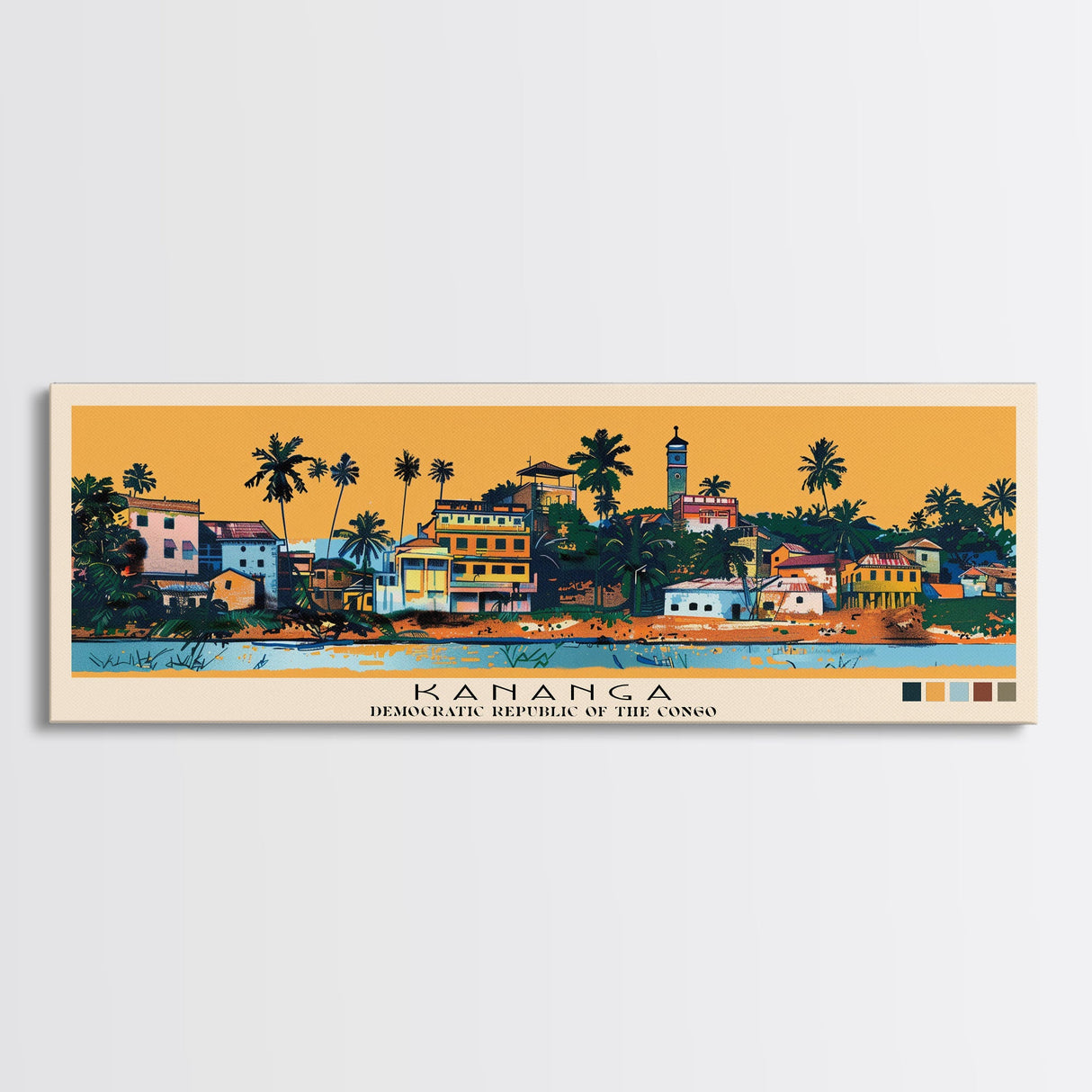 Kananga, Congo Panoramic Canvas Print, Kananga, Congo Painting, Congo Art, Kananga Travel Poster, Travel Art, Housewarming Gift
