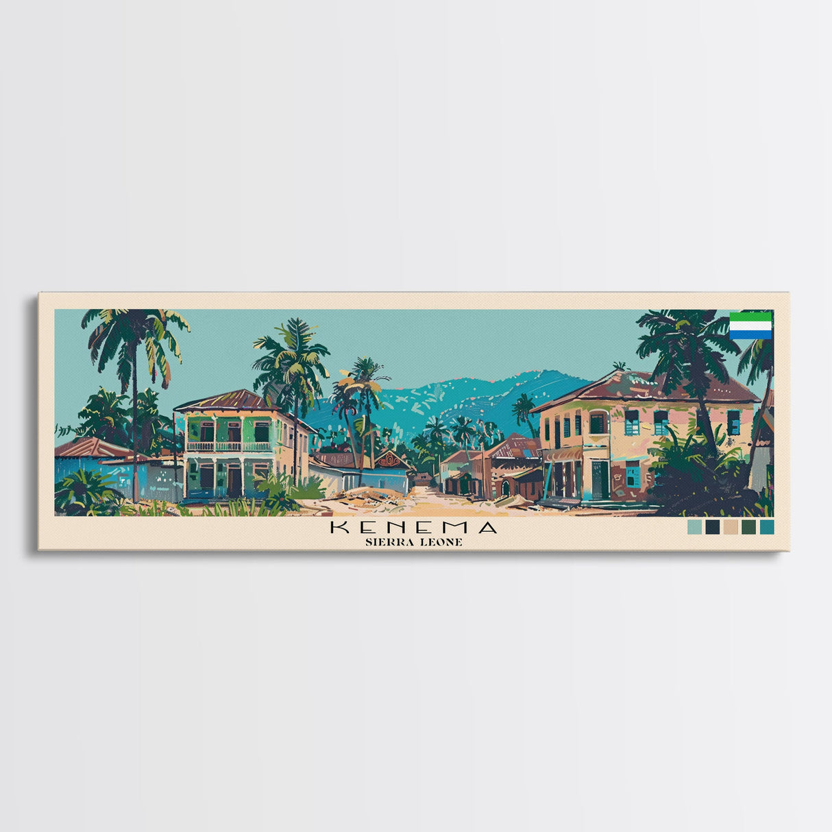 Kenema, Sierra Leone Panoramic Canvas Print, Kenema, Sierra Leone Painting, Sierra Leone Art, Kenema Travel Poster, Travel Art, Vacation Gift