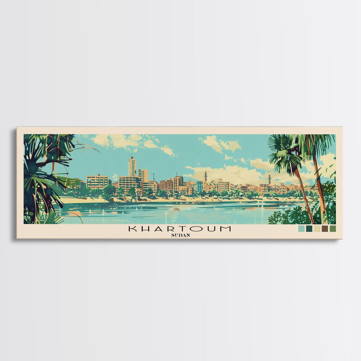 Khartoum, Sudan Panoramic Canvas Print, Khartoum, Sudan Painting, Sudan Art, Khartoum Travel Poster, Travel Art, Living Room Painting