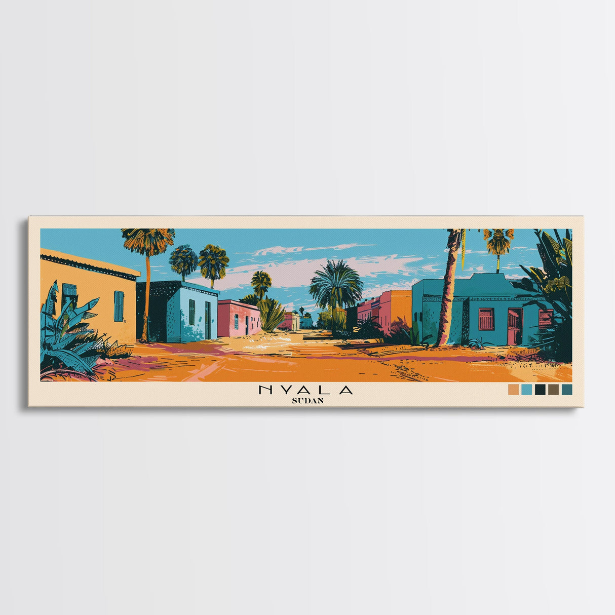Nyala, Sudan Panoramic Canvas Print, Nyala, Sudan Painting, Sudan Art, Nyala Travel Poster, Travel Art, Guest Room Painting