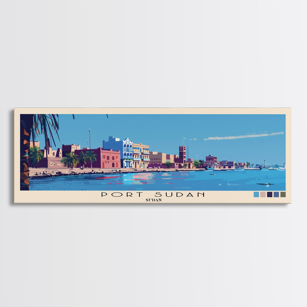Port Sudan, Sudan Panoramic Canvas Print, Port Sudan, Sudan Painting, Sudan Art, Port Sudan Travel Poster, Travel Art, Living Room Painting