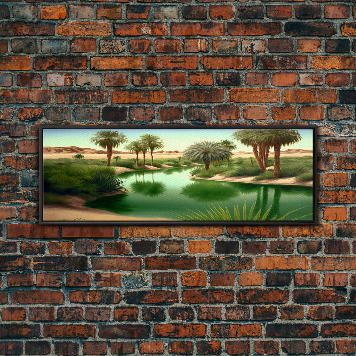 Desert Oasis Watercolor Landscape Canvas Print - Perfect for Living Room, Bedroom, Panoramic Extra Wide Format Art