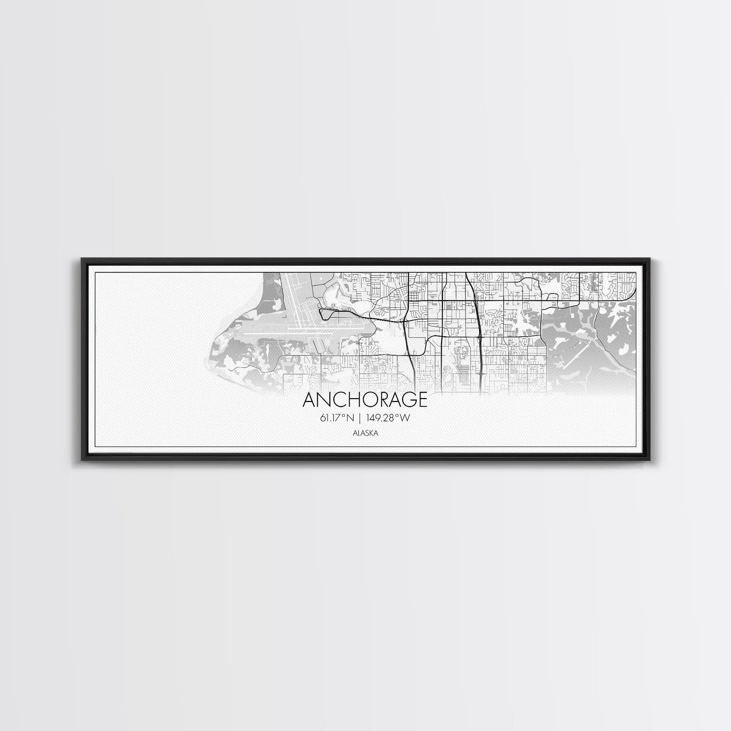 Panoramic Anchorage City Map, Alaska Art, Map Print, Minimalist Wall Art, Canvas Art, Housewarming Gift, Street Map Art, Closing Gift