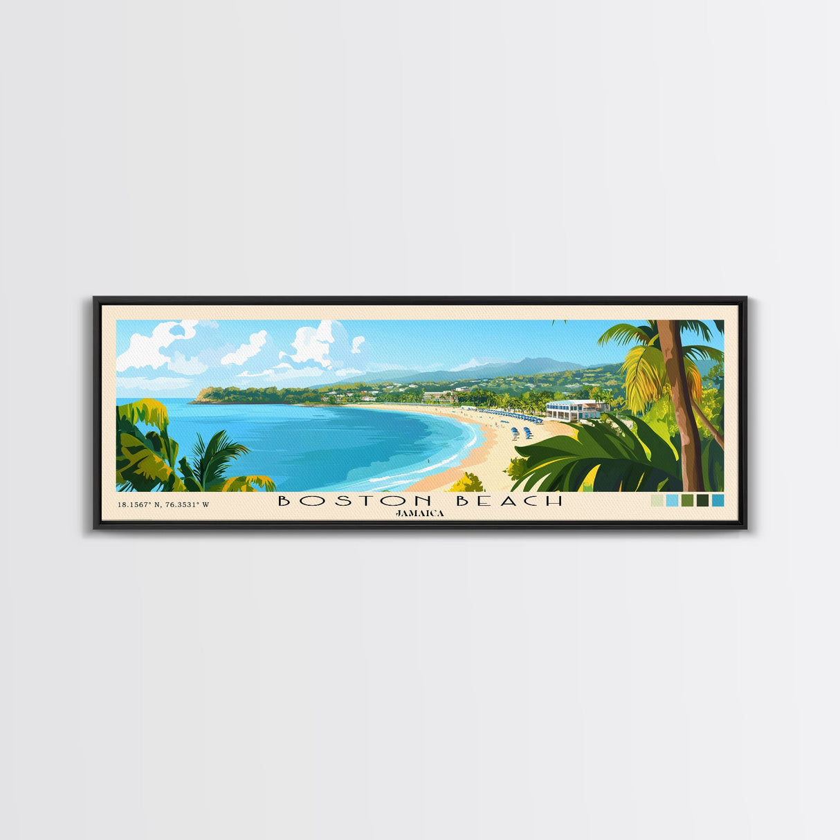 Boston Beach, Jamaica Panoramic Print, Vacation Gift, Jamaica Wall Art, Vacation Wall Art, Vacatation Memories, Beach Decor, Beach Or Lakehouse Art