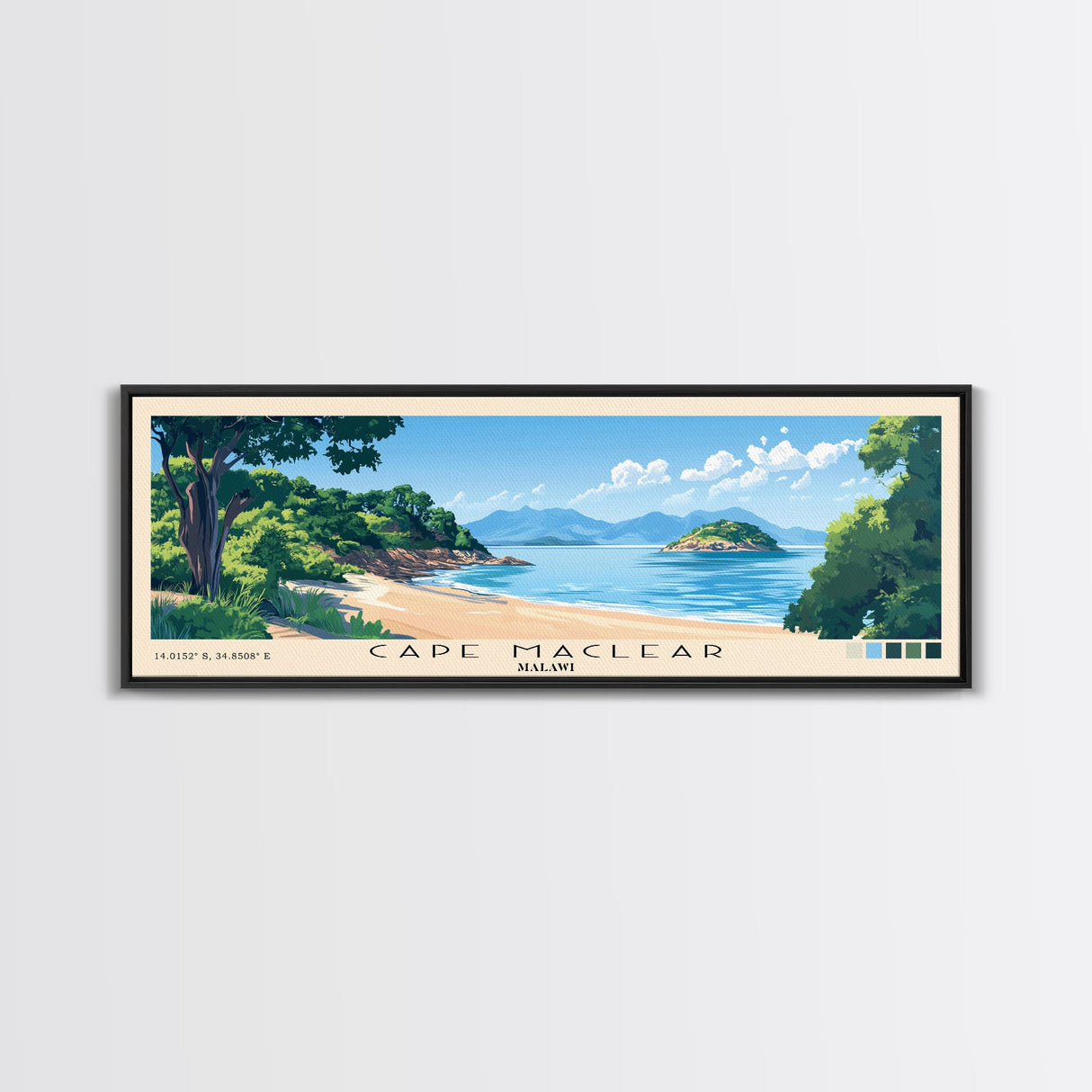 Cape Maclear, Malawi Panoramic Print, Vacation Gift, Malawi Wall Art, Beach Painting, Beach Decor, Beach Or Lakehouse Art