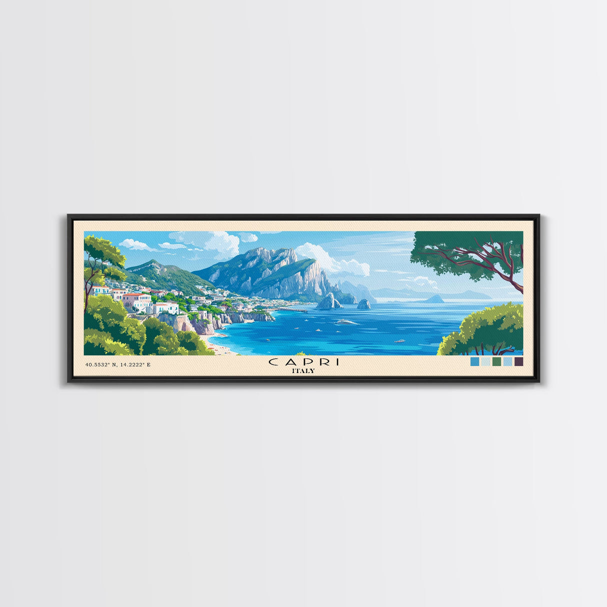 Capri, Italy Panoramic Print, Vacation Gift, Italy Wall Art, Vacation Wall Art, Vacatation Memories, Beach Decor, Beach Or Lakehouse Art