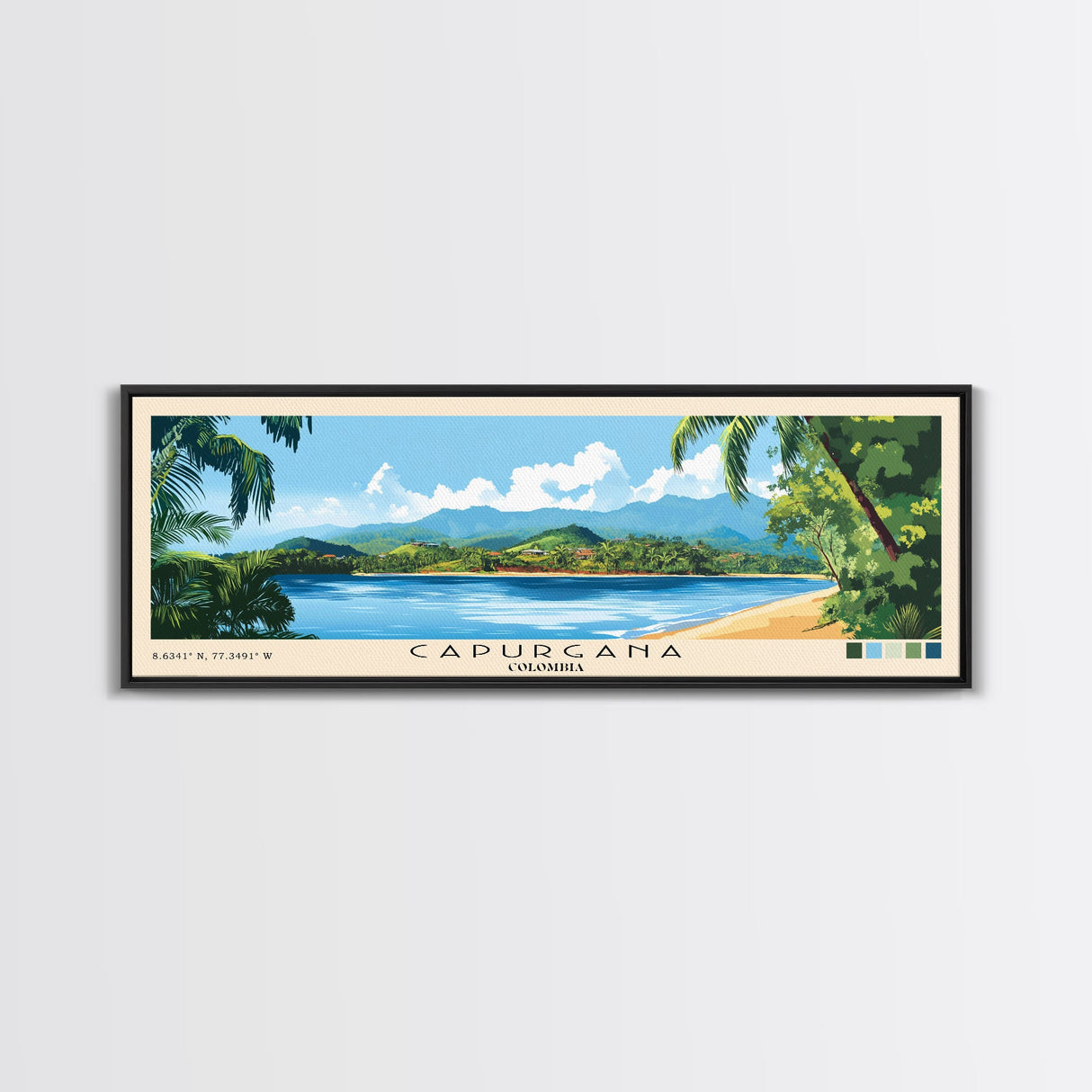 Capurgana, Colombia Panoramic Beach Print, Vacation Gift, Colombia Wall Art, Beach Painting, Beach Decor, Beach Painting
