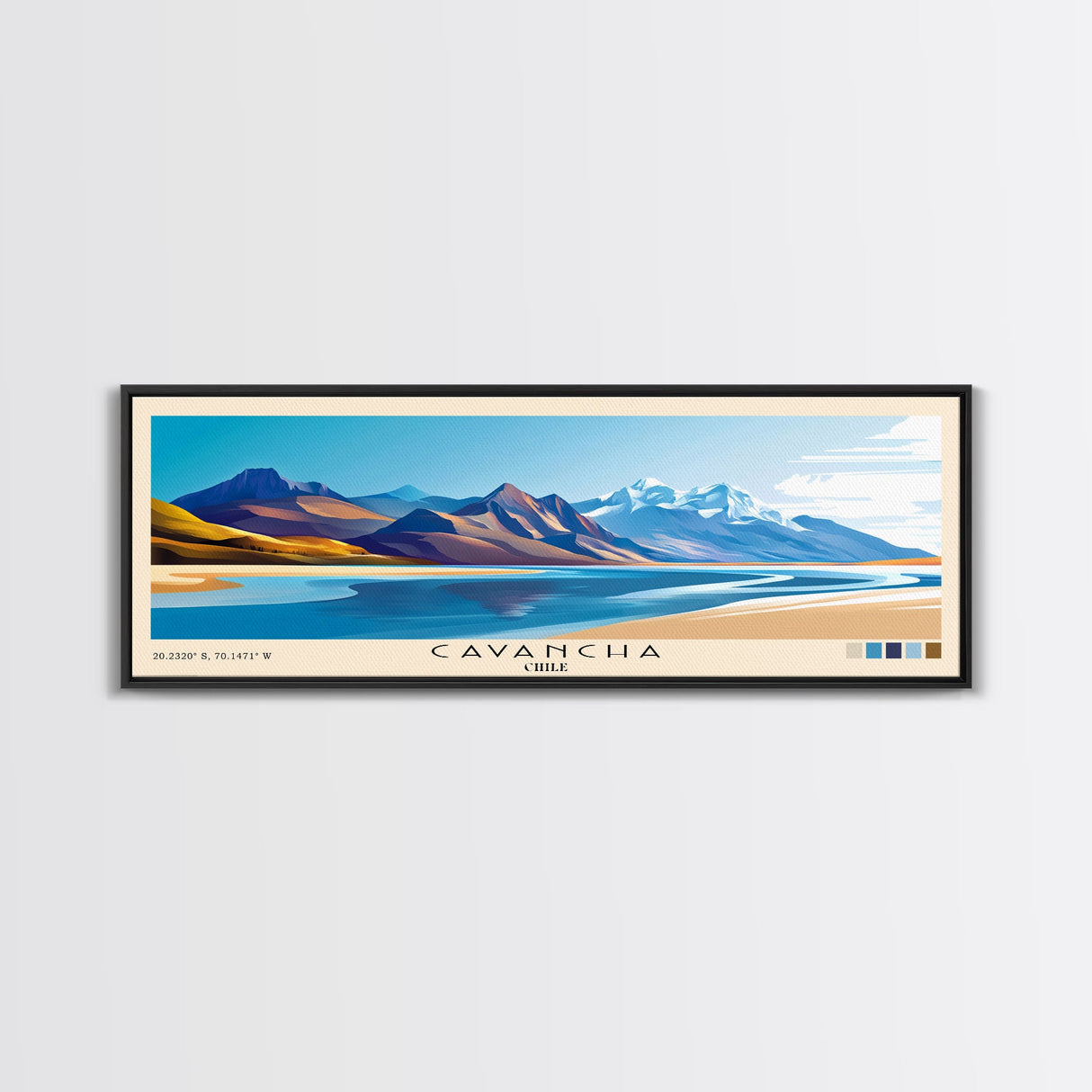 Cavancha, Chile Panoramic Print, Vacation Gift, Chile Wall Art, Beach Painting, Beach Decor, Large Wall Art, Wood Frame Art