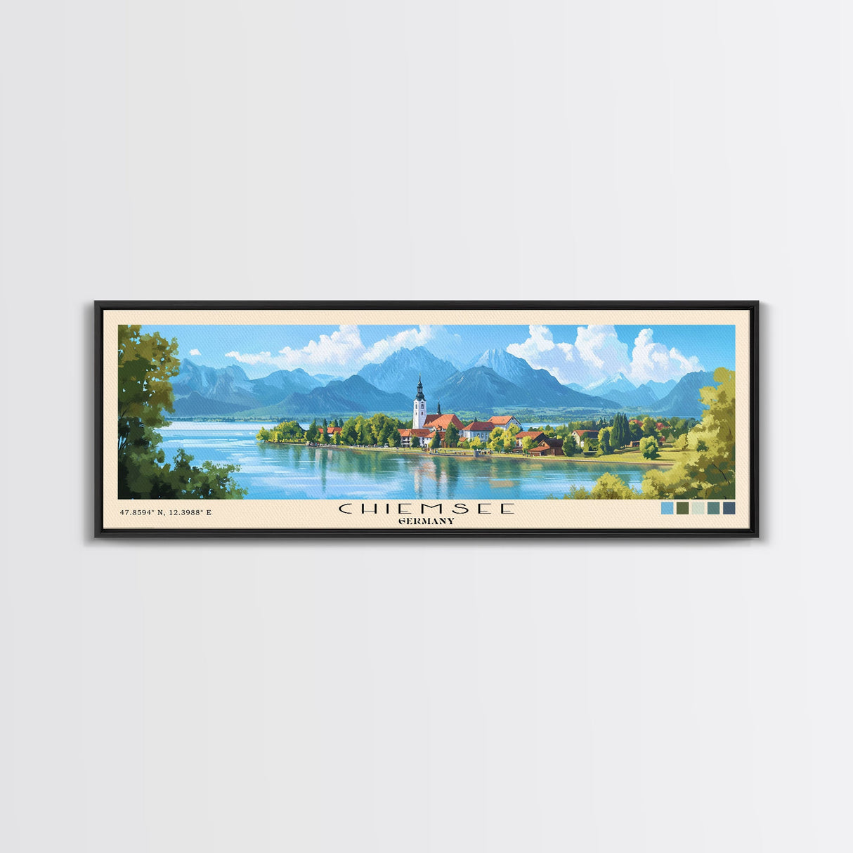 Chiemsee, Germany Panoramic Print, Vacation Gift, Germany Wall Art, Beach Painting, Beach Decor, Beach Or Lakehouse Art