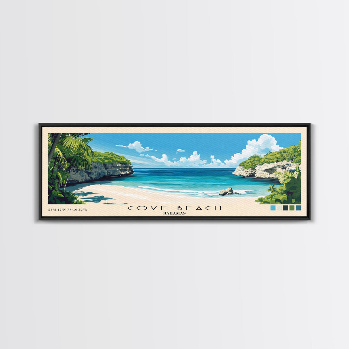 Cove Beach, Bahamas Panoramic Print, Vacation Gift, Bahamas Wall Art, Vacation Wall Art, Vacatation Memories, Beach Decor, Beach Or Lakehouse Art