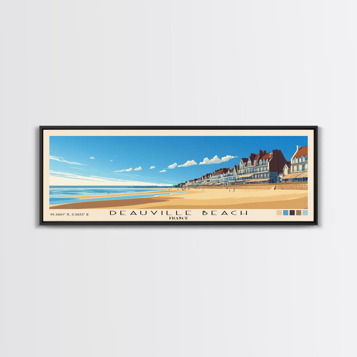 Deauville Beach, France Panoramic Print, Vacation Gift, France Wall Art, Vacation Wall Art, Vacatation Memories, Beach Decor, Beach Or Lakehouse Art