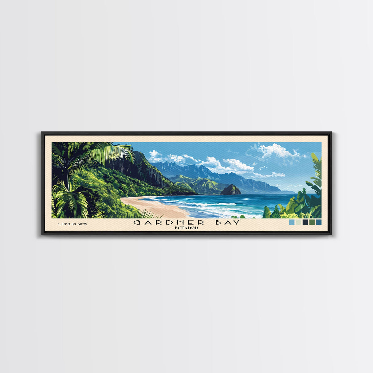 Gardner Bay, Ecuador Panoramic Beach Print, Vacation Gift, Ecuador Wall Art, Beach Painting, Beach Decor, Beach Painting