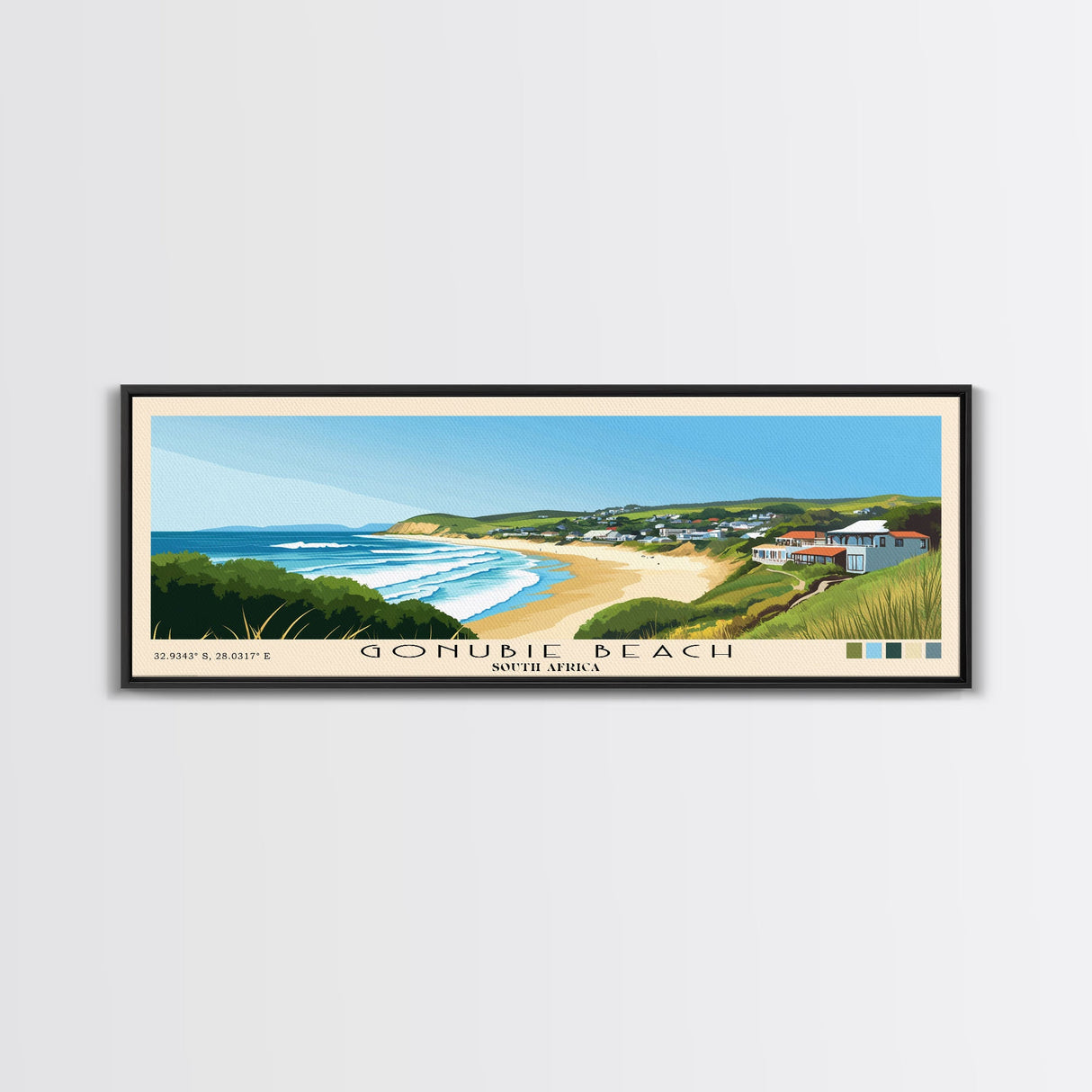 Gonubie Beach, South Africa Panoramic Print, Vacation Gift, South Africa Wall Art, Vacation Wall Art, Vacatation Memories, Beach Decor, Beach Or Lakehouse Art