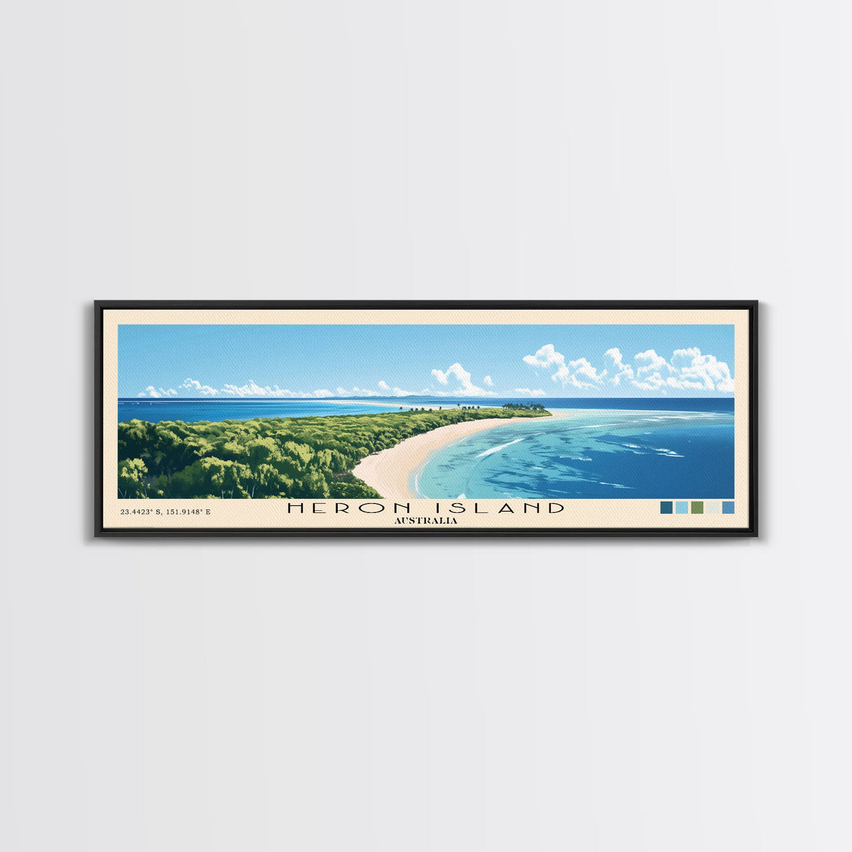 Heron Island, Australia Panoramic Print, Vacation Gift, Australia Wall Art, Beach Painting, Beach Decor, Beach Or Lakehouse Art
