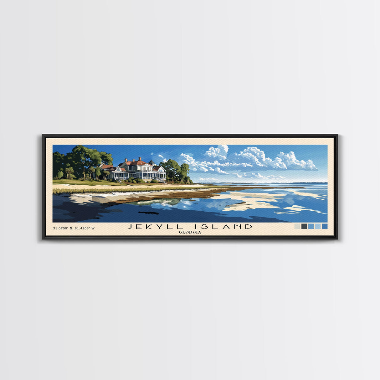 Jekyll Island, Georgia Panoramic Print, Vacation Gift, Georgia Wall Art, Beach Painting, Beach Decor, Large Wall Art, Wood Frame Art