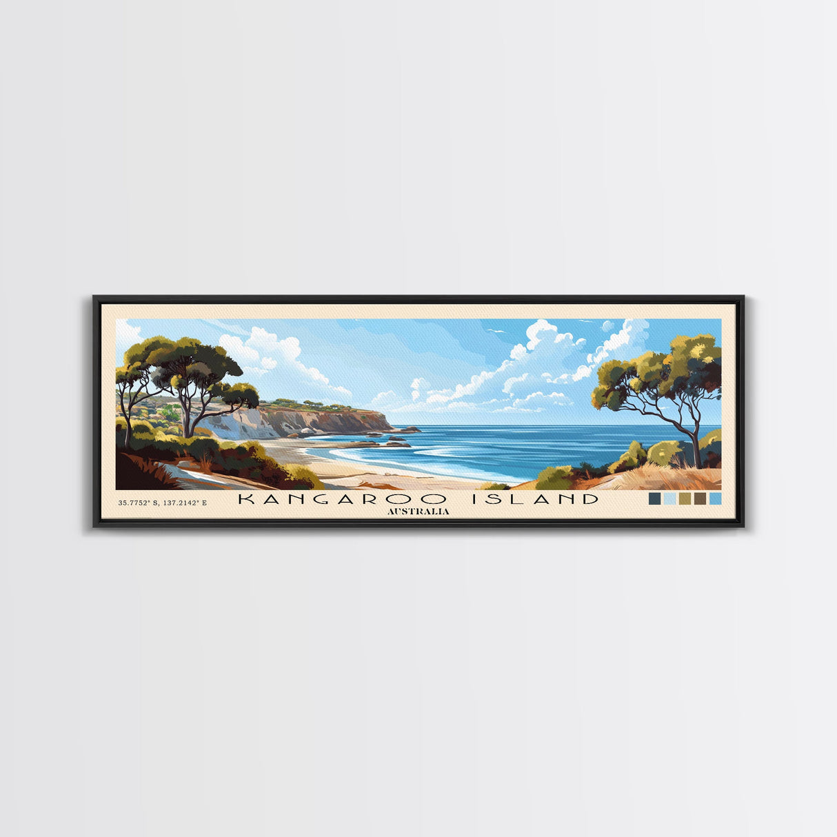 Kangaroo Island, Australia Panoramic Print, Vacation Gift, Australia Wall Art, Beach Painting, Beach Decor, Large Wall Art, Wood Frame Art
