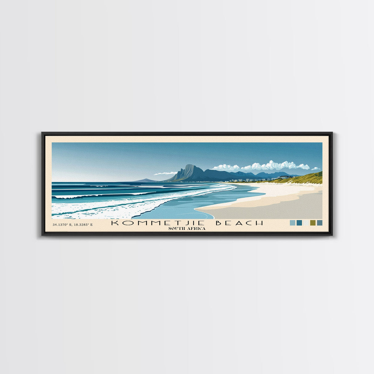 Kommetjie Beach, South Africa Panoramic Beach Print, Vacation Gift, South Africa Wall Art, Framed Canvas Print, Framed Beach Painting
