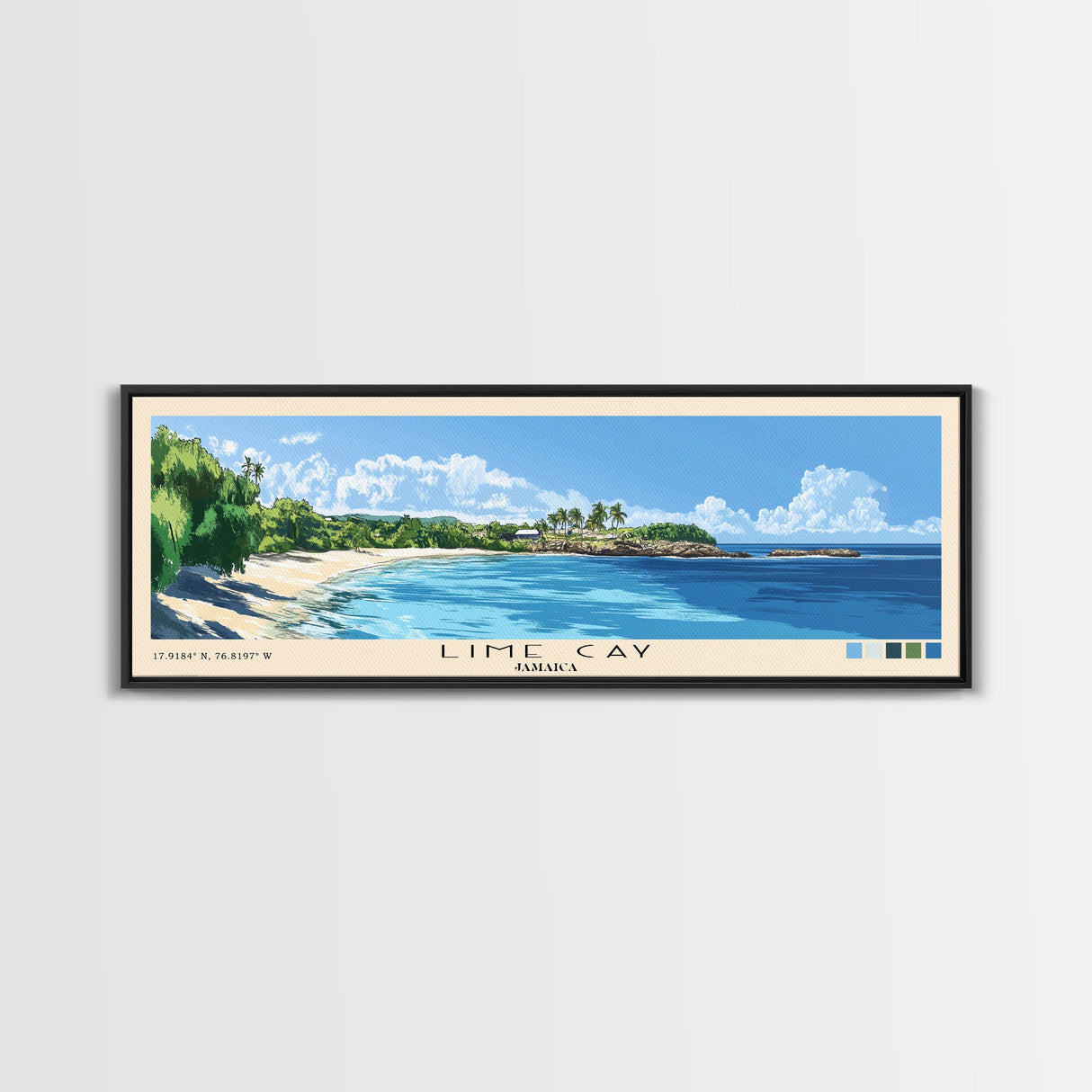 Lime Cay, Jamaica Panoramic Print, Vacation Gift, Jamaica Wall Art, Beach Painting, Beach Decor, Beach Or Lakehouse Art