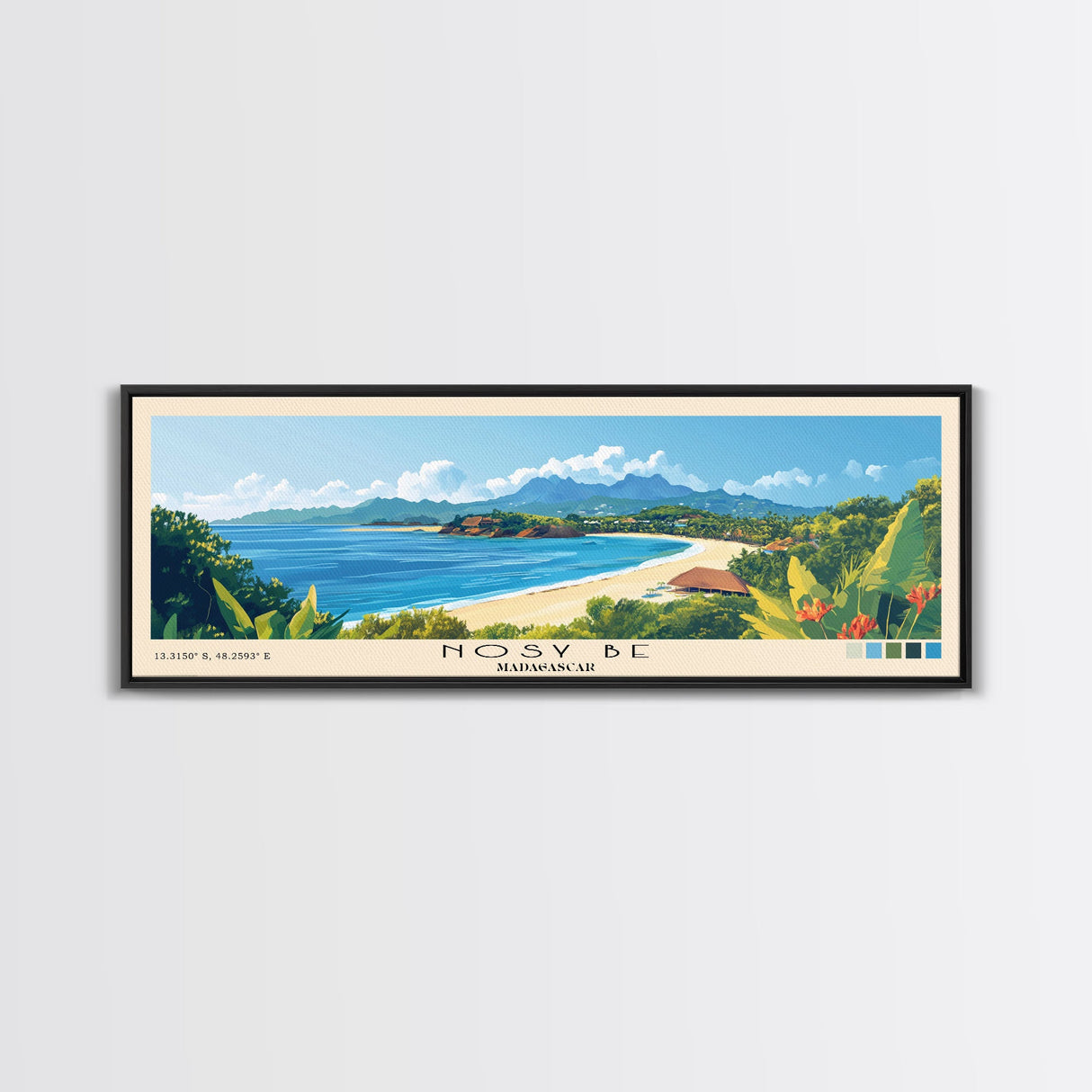 Nosy Be, Madagascar Panoramic Beach Print, Vacation Gift, Madagascar Wall Art, Beach Painting, Beach Decor, Beach Painting