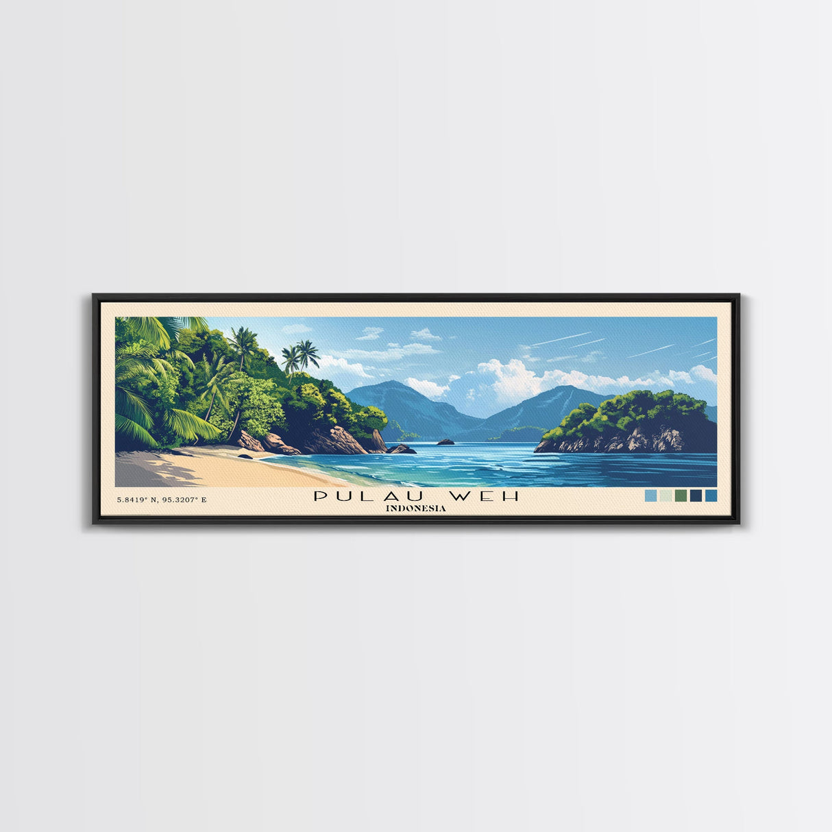 Pulau Weh, Indonesia Panoramic Print, Vacation Gift, Indonesia Wall Art, Beach Painting, Beach Decor, Large Wall Art, Wood Frame Art