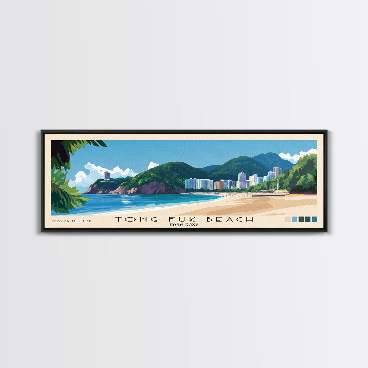 Tong Fuk Beach, Hong Kong Panoramic Print, Vacation Gift, Hong Kong Wall Art, Vacation Wall Art, Vacatation Memories, Beach Decor, Beach Or Lakehouse Art