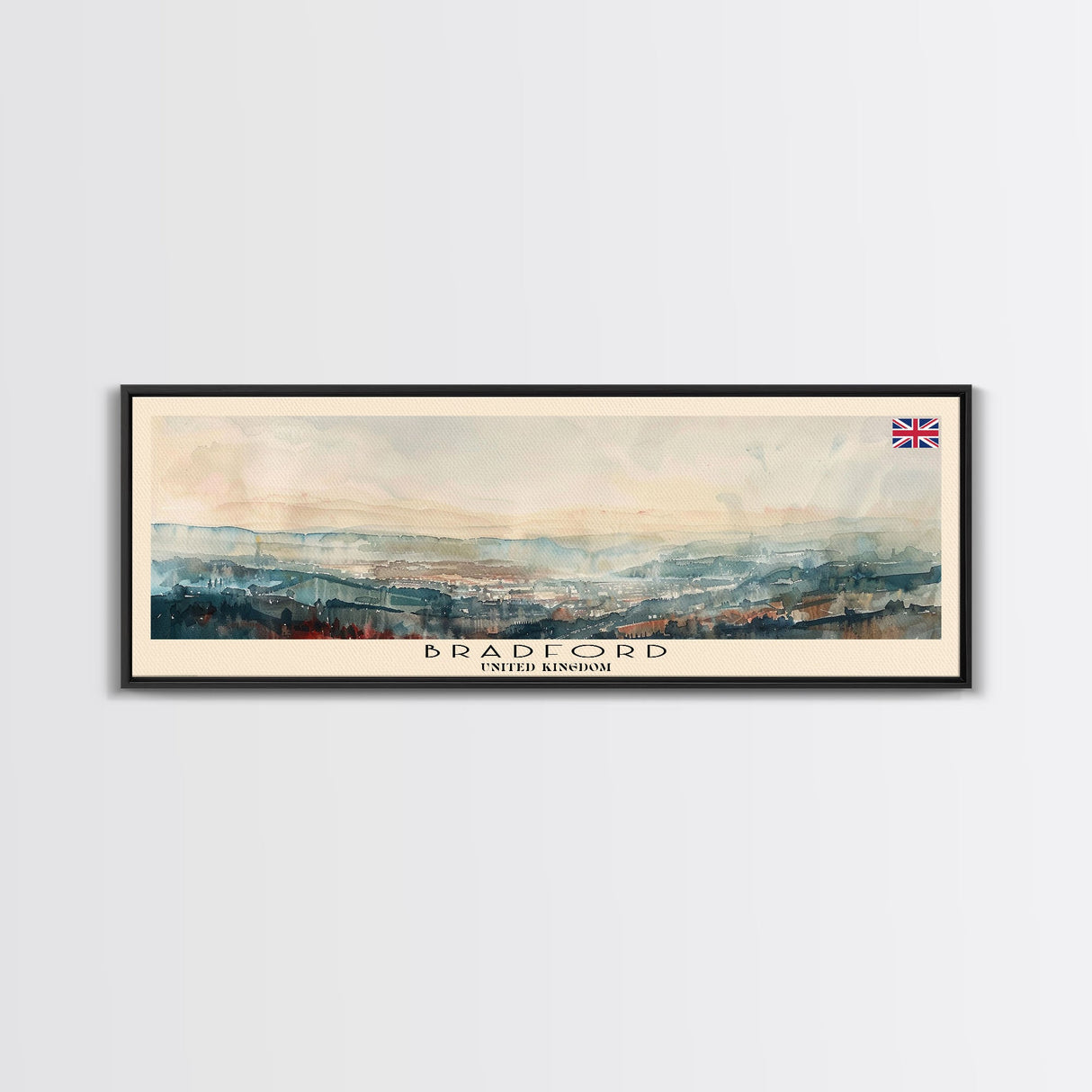 Bradford United Kingdom Travel Print Wall Art, Panoramic City Art, Travel Art, Wall Decor, Vacation Gift, Framed Canvas Print Or Metal Art