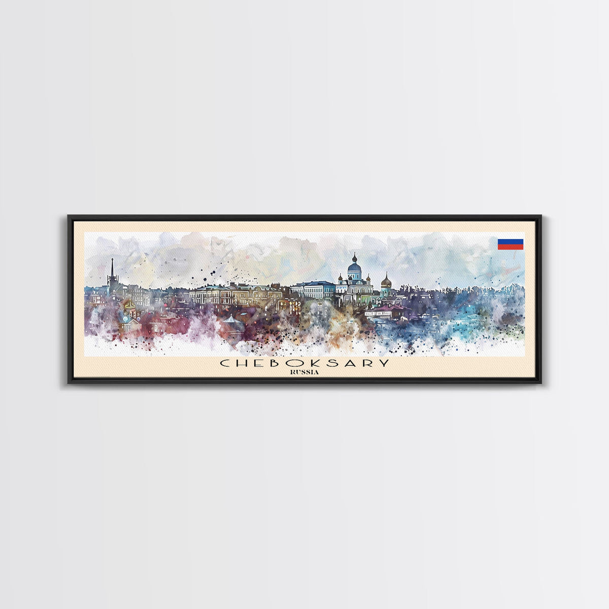 Cheboksary Russia Travel Art, City Art, Framed Canvas Print or Metal Wall Art, Europe Travel Poster, Panoramic Wall Art, Extra Wide Wall Art