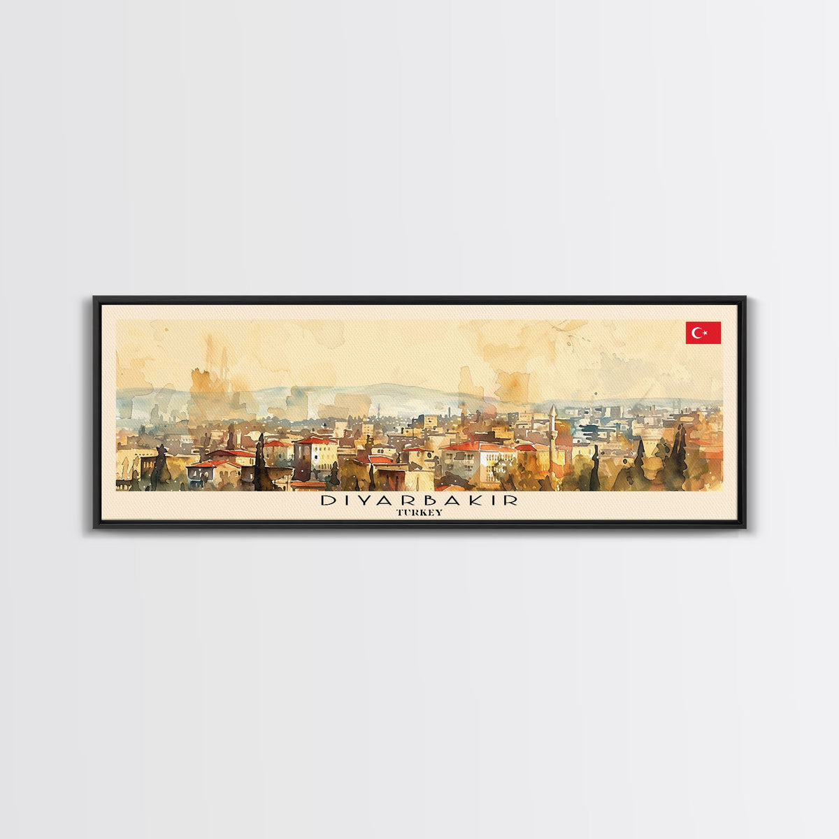 Diyarbakr Turkey Panoramic Travel Poster, Framed Canvas Print or Metal Wall Art, Travel Art, Home Decor, Panoramic Painting, Midcentury Art
