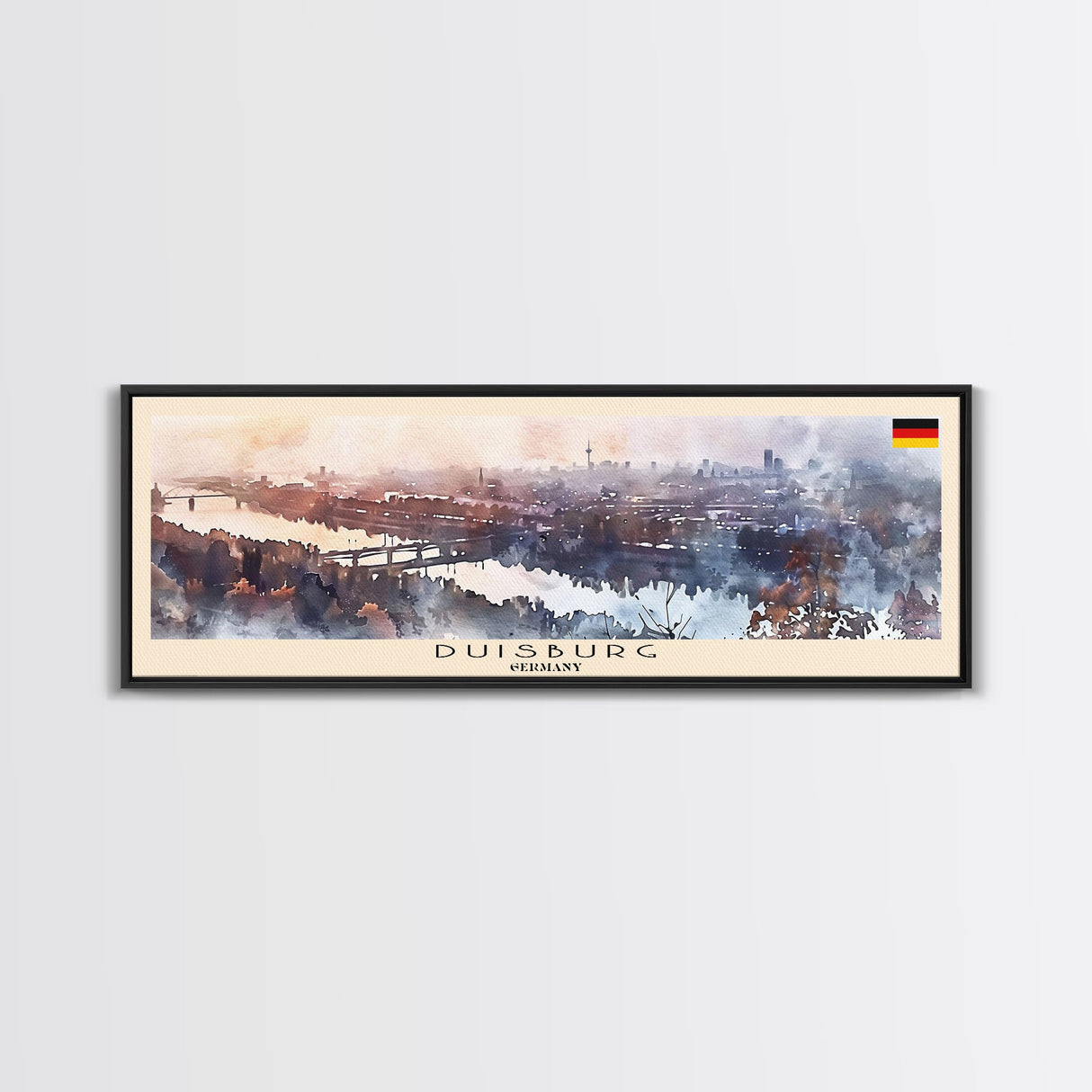 Duisburg Germany Wall Art, Panoramic Travel Poster, Panoramic Framed Canvas Print, City Wall Art, Wall Hanging Home Decor, Travel Art
