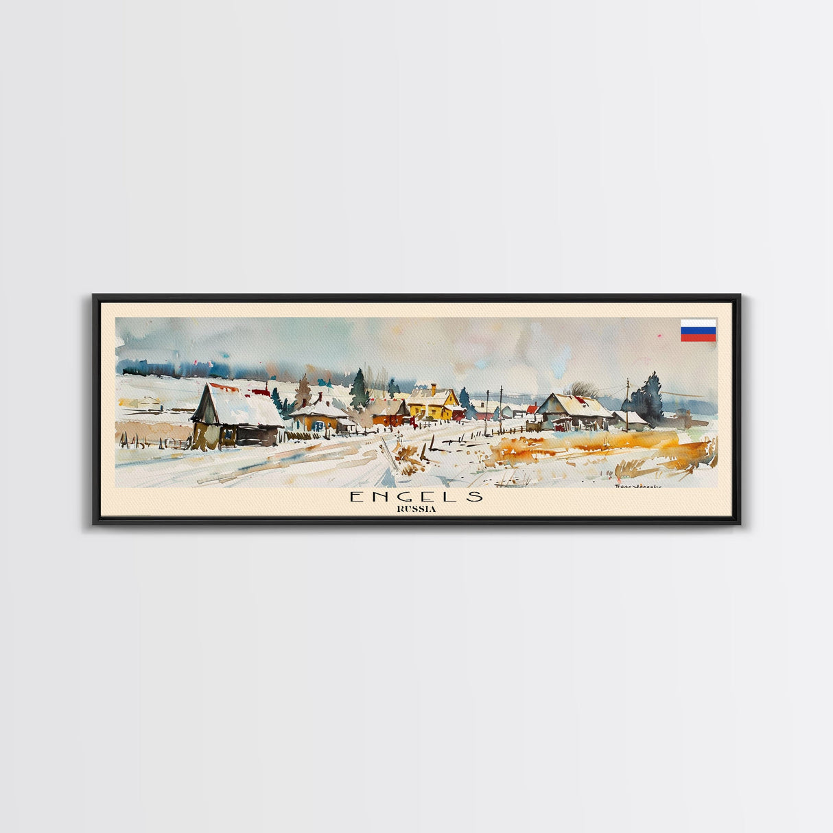 Engels Russia Panoramic Travel Poster, Framed Canvas Print or Metal Wall Art, Travel Art, Home Decor, Panoramic Painting, Midcentury Art