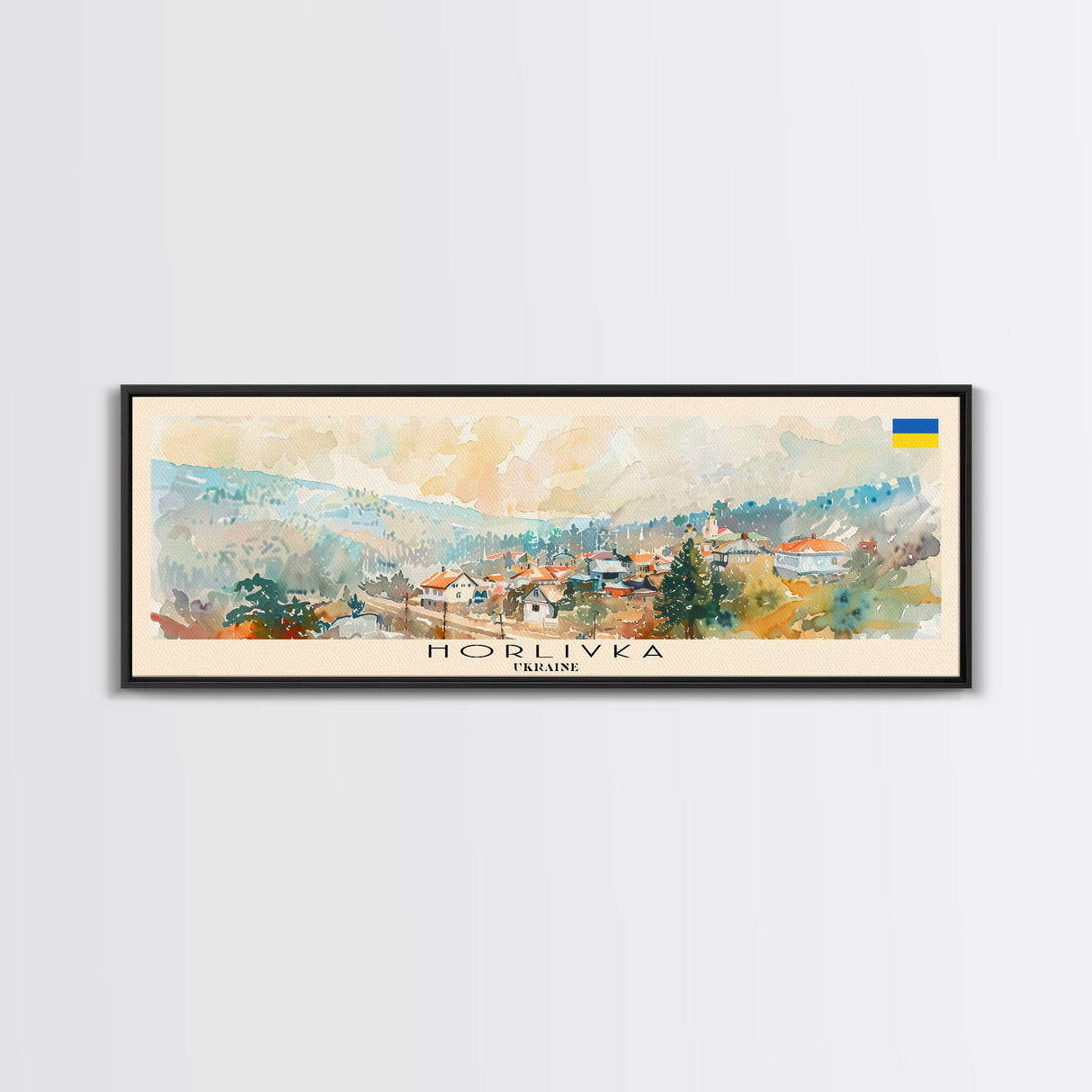 Horlivka Ukraine Wall Art, Panoramic Travel Poster, Panoramic Framed Canvas Print, City Wall Art, Wall Hanging Home Decor, Travel Art