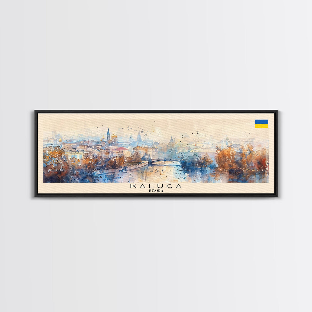 Kaluga Russia Panoramic Travel Poster, Framed Canvas Print or Metal Wall Art, Travel Art, Home Decor, Panoramic Painting, Midcentury Art