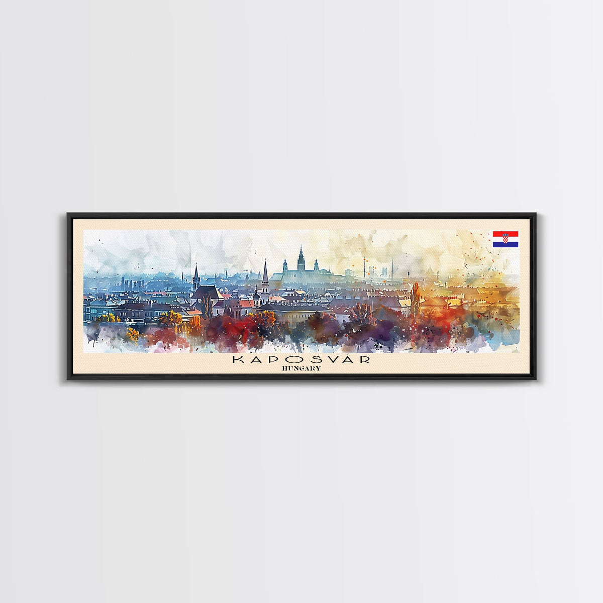 Kaposvar Hungary Travel Print Wall Art, Panoramic City Art, Travel Art, Wall Decor, Vacation Gift, Framed Canvas Print Or Metal Art