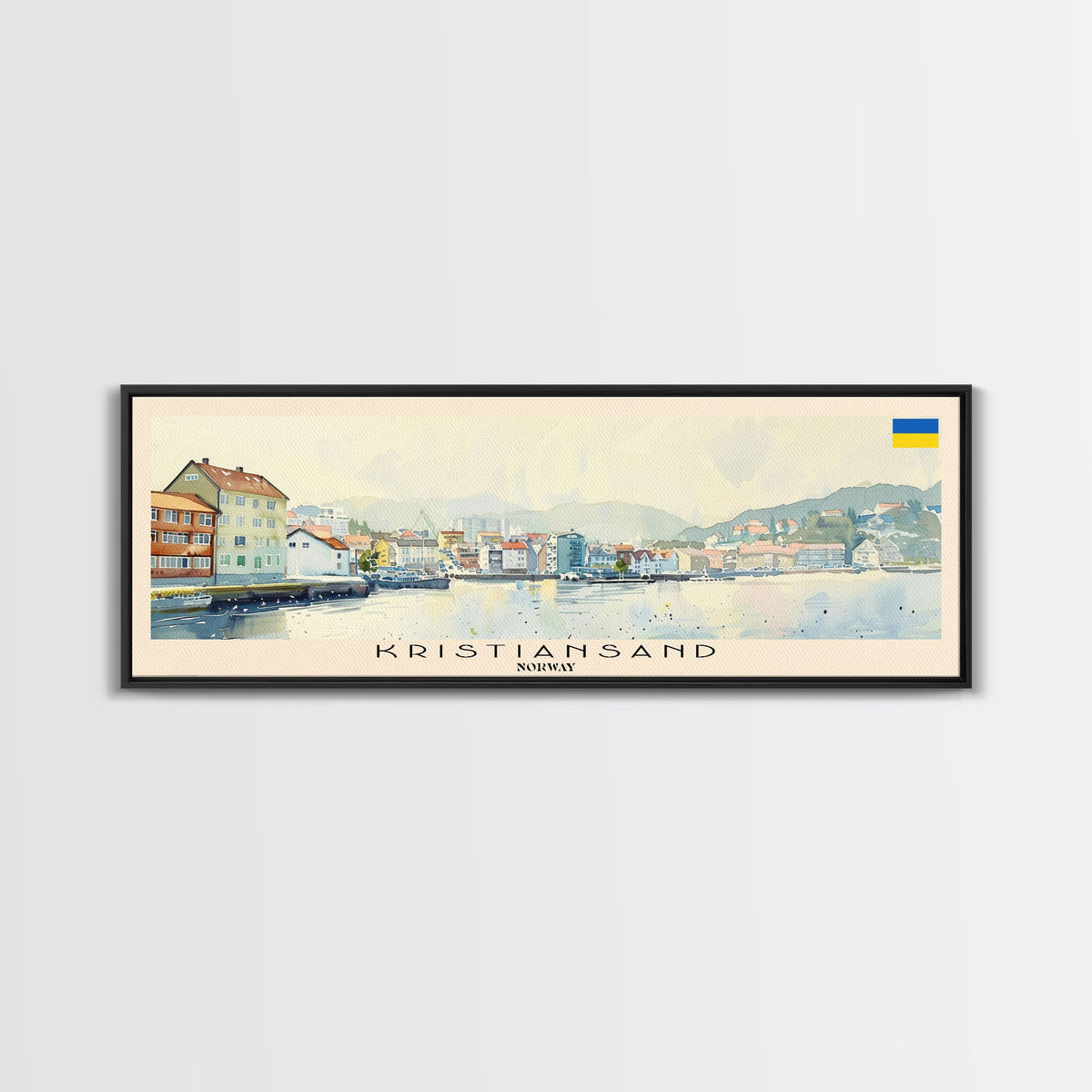 Kristiansand Norway Wall Art, Panoramic Travel Poster, Panoramic Framed Canvas Print, City Wall Art, Wall Hanging Home Decor, Travel Art