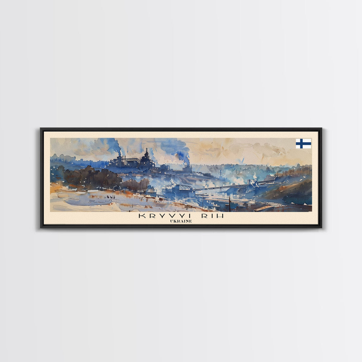 KryvyiRih Ukraine Panoramic Travel Poster, Framed Canvas Print or Metal Wall Art, Travel Art, Home Decor, Panoramic Painting, Midcentury Art