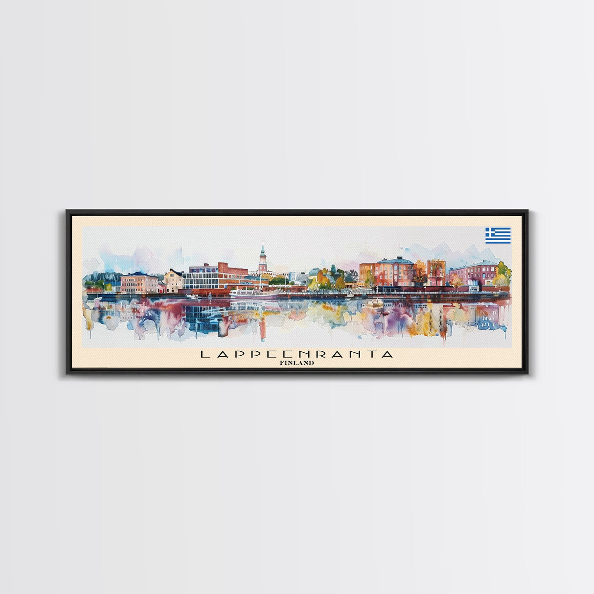 Lappeenranta Finland Panoramic Travel Poster, Framed Canvas Print or Metal Wall Art, Travel Art, Home Decor, Panoramic Painting, Midcentury Art